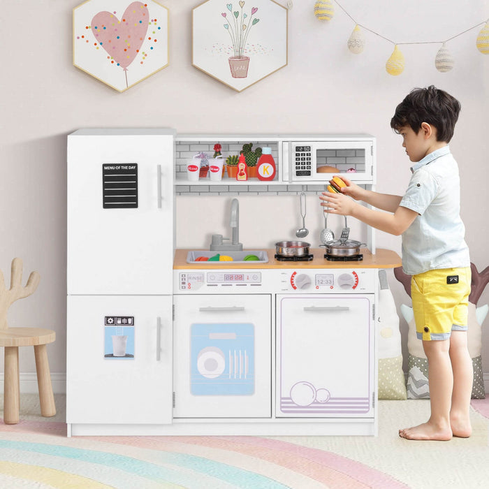 Costway Kids Kitchen Play Set With Stove Removable Sink Oven Microwave Dish Washer