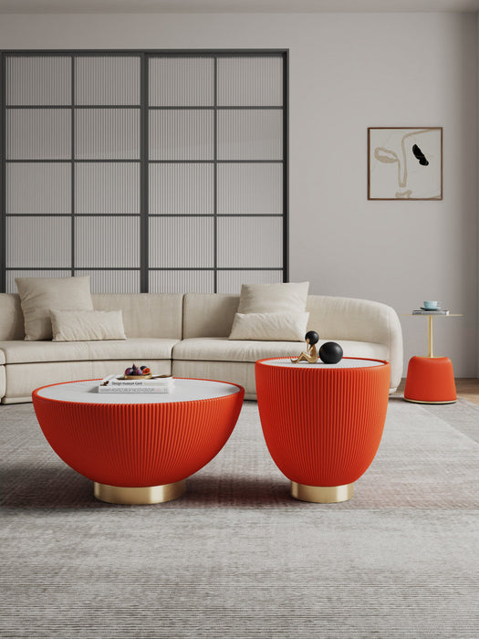 Anderson Modern 3-Piece Coffee Table & End Table Set in Orange 