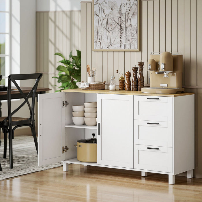 HOMCOM 47" Buffet Cabinet with Soft-Close Doors, Modern Sideboard, White