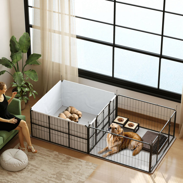 Pawhut Whelping Box For Dogs And Puppies, 96\" X 48\" X 23.5\", Puppy Playpen With 600d Windproof Oxfor