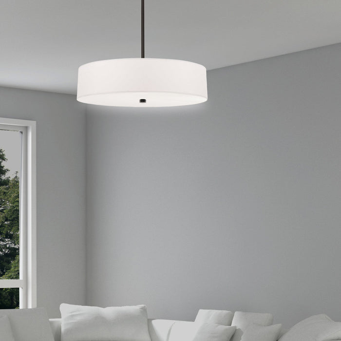 Dainolite Everly 4 Light Pendant Matte Black Finish White Shade Lamp