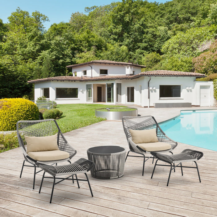 Ashland Modern 5-Piece Conversation Set in Cream 