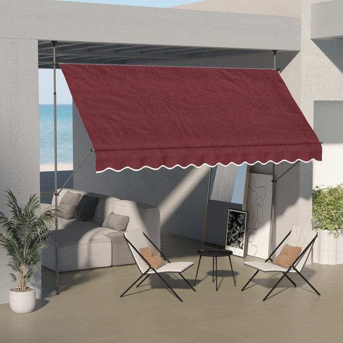 Outsunny 11.5' X 4' Manual Retractable Awning, Non-screw Freestanding Patio Sun Shade Shelter With S