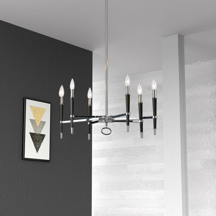 Dainolite Langford 6 Light Chandelier Polished Chrome Finish Lamp