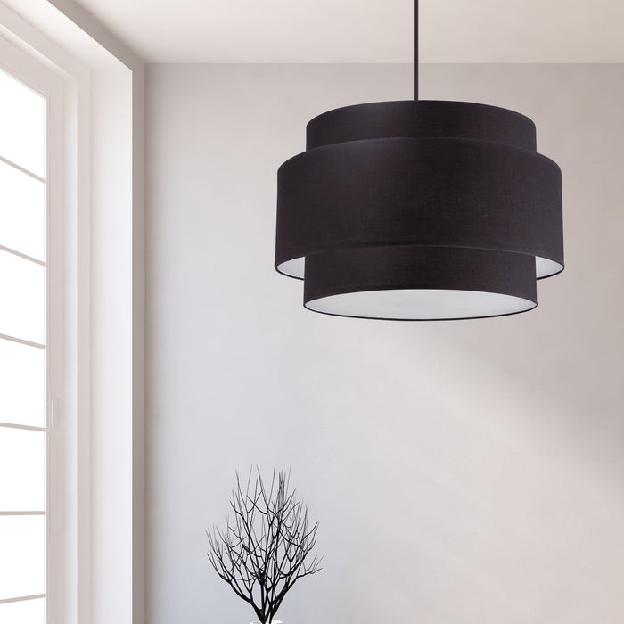 Dainolite Priya 4 Light Chandelier Small Matte Black Black/White Shade Lamp