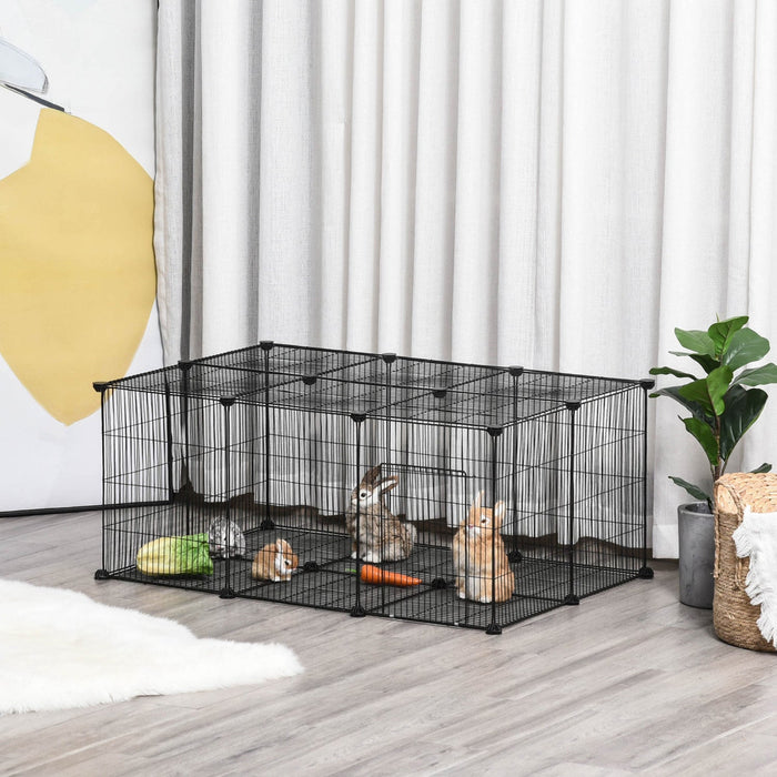 Pawhut Pet Playpen Small Animal Cage 22 Panels, Portable Metal Wire Fence With Door For Bunny Guinea