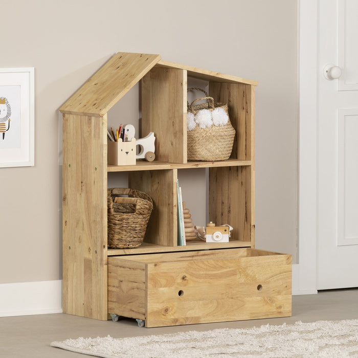 Sweedi House Shaped Bookcase with Storage Bin - Natural Wood  