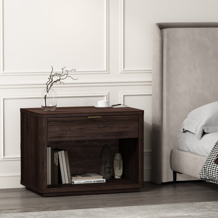 Evelyn Modern 32\" Nightstand in Brown (1-Drawer) 