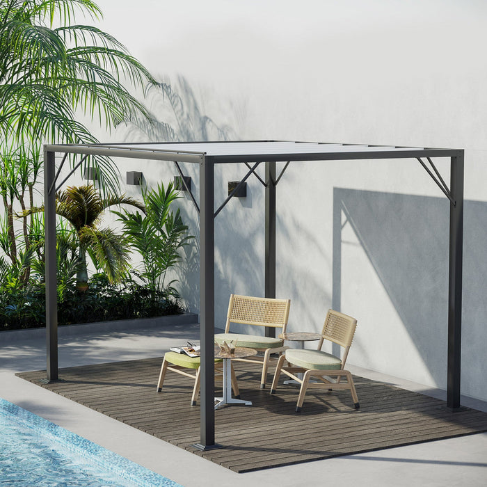 Outsunny 8' X 10' Pergola Shade Metal Patio Gazebo Sun Shade Shelter With Adjustable Breathable Mesh