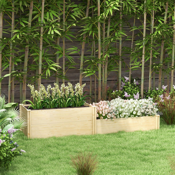 Outsunny Diy Wooden Raised Garden Bed Kit With Open Bottom, Two-box Outdoor Elevated Planter Box For