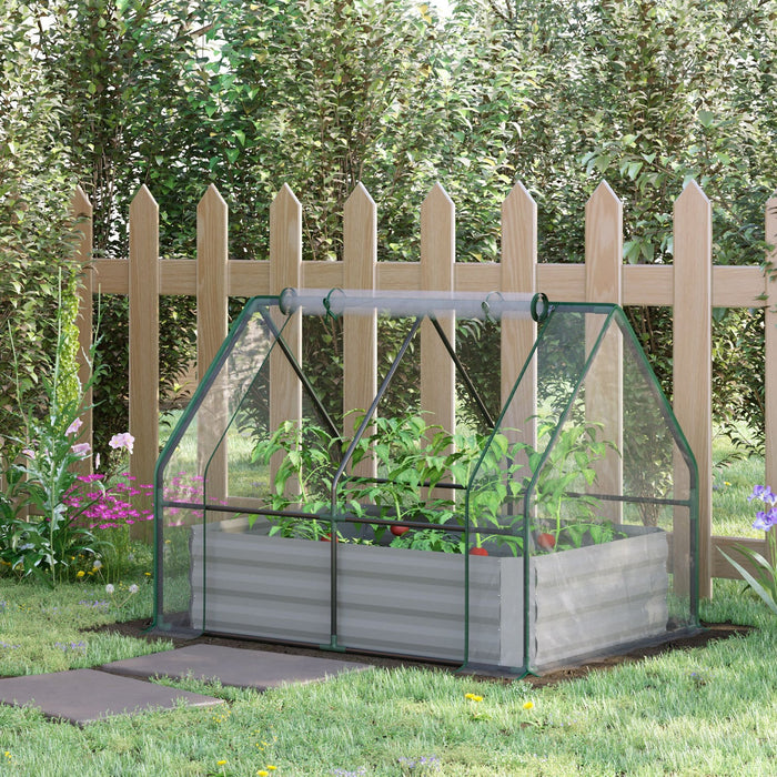Outsunny Greenhouse With Raised Garden Bed, Steel Outdoor Planter Box, Roll Up Door, Dual Use For Fl
