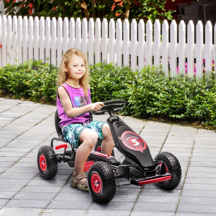 Aosom Kids Pedal Go Kart, Ride On Toys For Boys Girls With Ergonomic Adjustable Seat, Rubber Wheels 