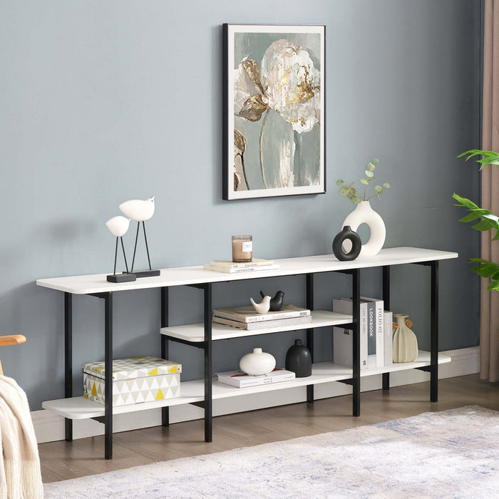 Celine Contemporary Modern 71\" Console Table in White (3-Shelf) 