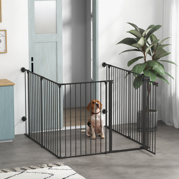 Pawhut 48inch 6-panel Dog Playpen, Foldable Dog Pen, Metal Rabbit Run, Pet Crate Fence With Door For