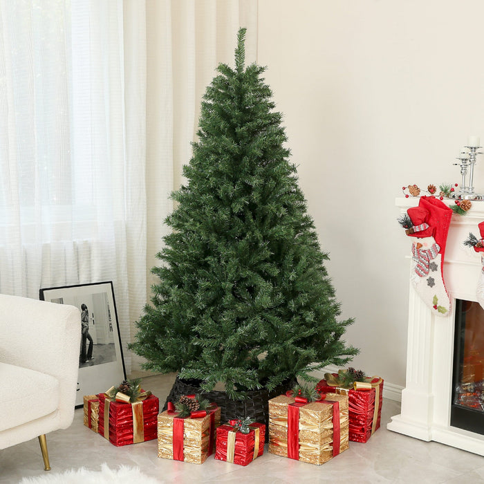 Homcom 6ft Artificial Christmas Tree With Auto Open, Steel Base, Green