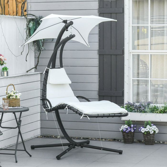 Outsunny Outdoor Hammock Chair With Stand, Floating Chaise Lounge Chair With Soft Padded Cushion, Ha