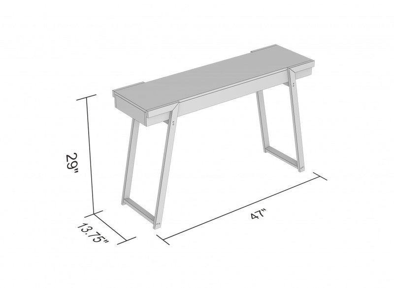 47” Narrow Console Table With Storage Shelf - Brown Reclaimed Wood With Black Metal 