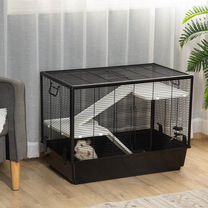 Pawhut 3-tier Hamster Cage, Guinea Pig Cage, Pet Chinchillas Play House Indoor With Accessories Food
