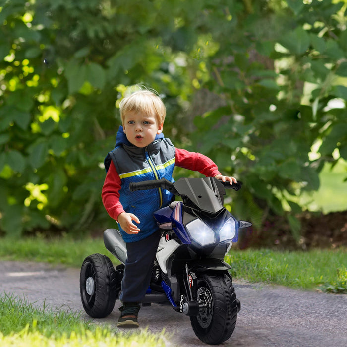 Qaba Kids Motorcycle, 6v Battery Powered Ride On Motorcycle With Music, Horn, Headlights, 3 Wheels Electric Bike For Kids, Gift For Boys & Girls, Blue