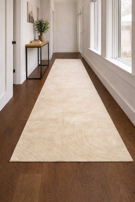 Somos Contemporary Cream Washable Rug 2'8\" x 8'0\" Indoor Area Rug 