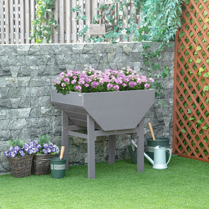Outsunny Elevated Planter Box With Legs Wood Raised Garden Bed With Non-woven Fabric, Elevated Plant