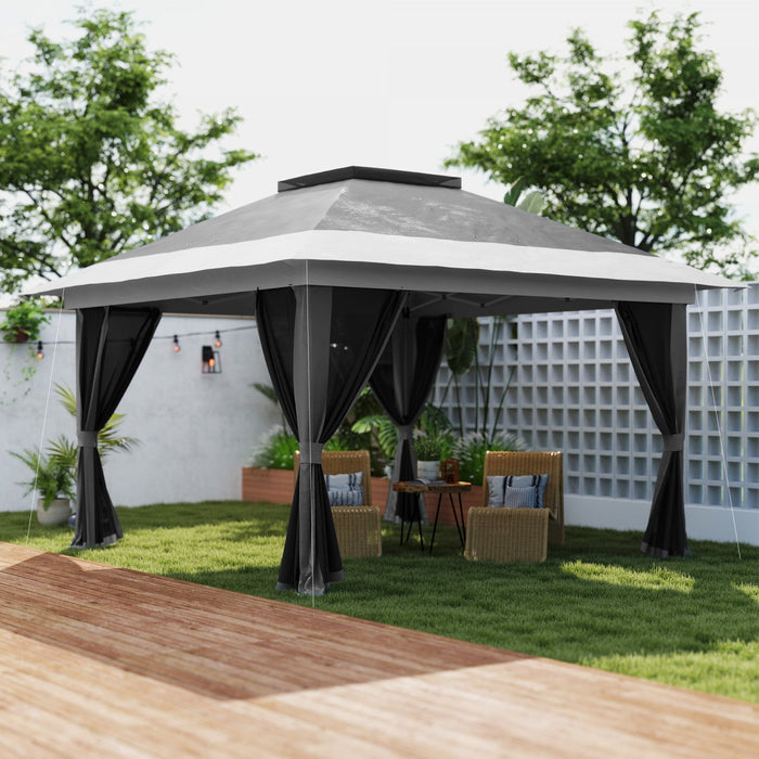 Outsunny 11.7' X 11.7' Pop Up Canopy Tent With Sand Bags, Upf50+