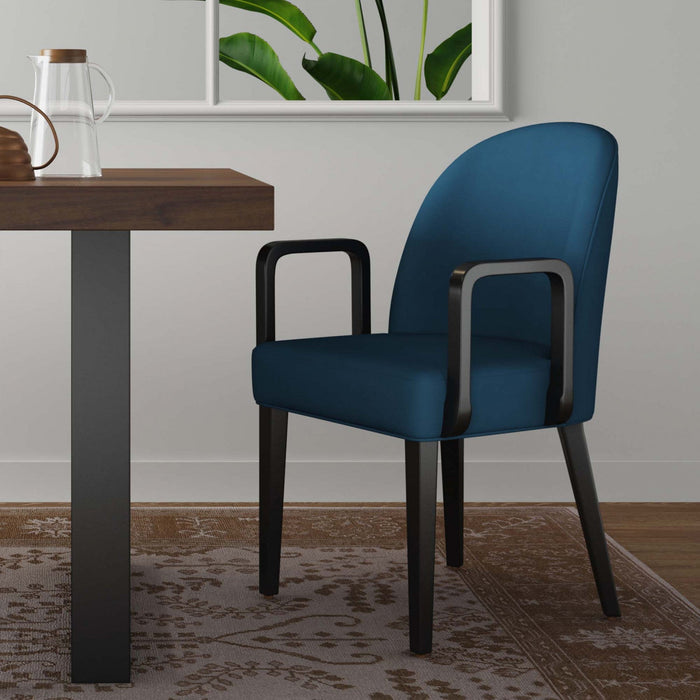 Hillman Modern Wood Upholstered Armchair in Blue Dining Chair 