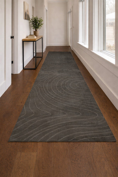 Somos Contemporary Charcoal Washable Rug 2'8\" x 8'0\" Indoor Area Rug 