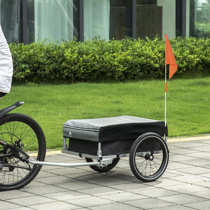 Aosom Outdoor Bike Trailer With Triple Safety, Foldable Bicycle Cargo Trailer, Luggage Wagon With Wh