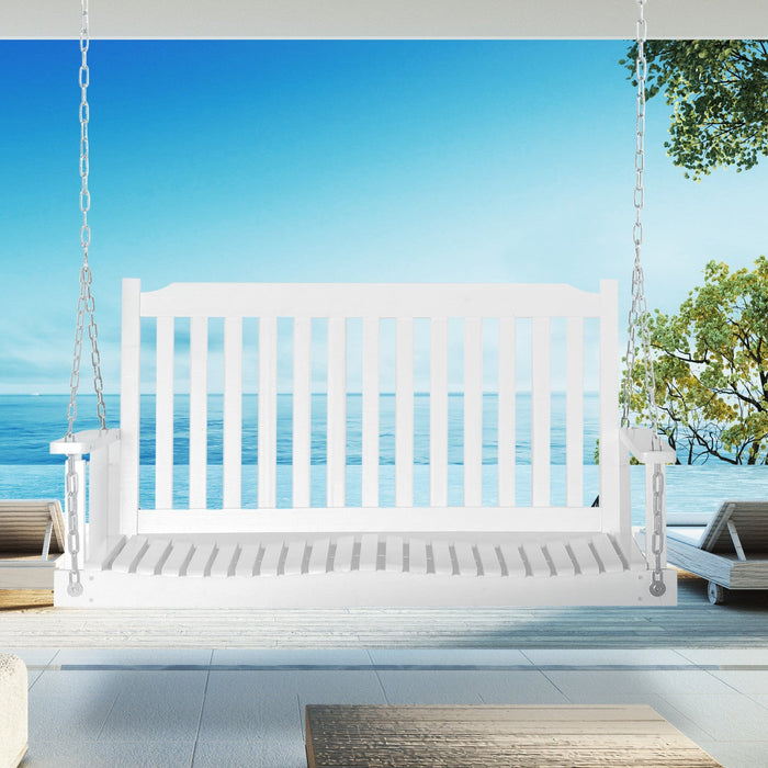 Outsunny 2-people Porch Swing Bench With 2 Hanging Chains For Deck White