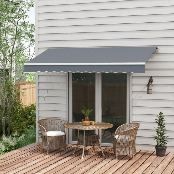 Outsunny 10' X 8' Manual Retractable Awning Shelter W/ Crank, Dark Grey