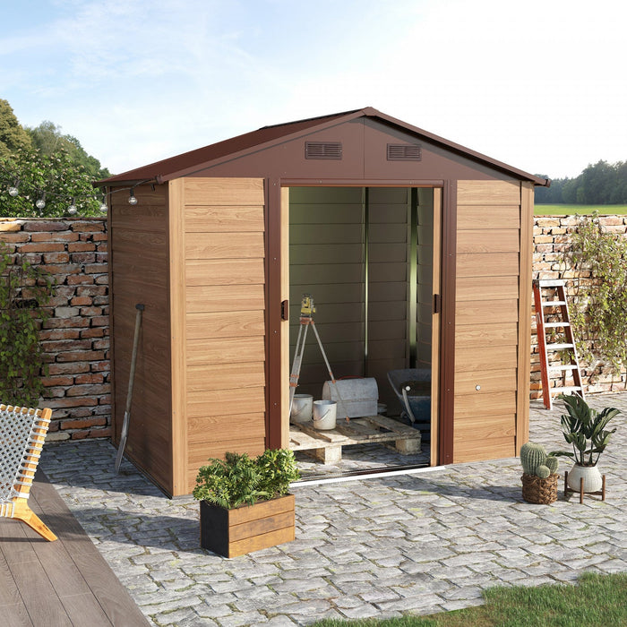 Outsunny 6.4' X 7.7' Outdoor Storage Shed With Double Doors, Metal Garden Shed House For Gardening T