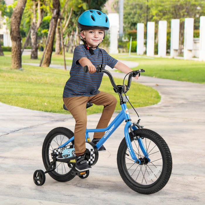 Costway 16" Kids Training Bike With Removable Training Wheels Pneumatic Tires Navy
