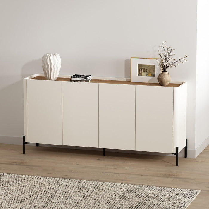 Abbey Modern 67\" Sideboard in Maple and Off White 
