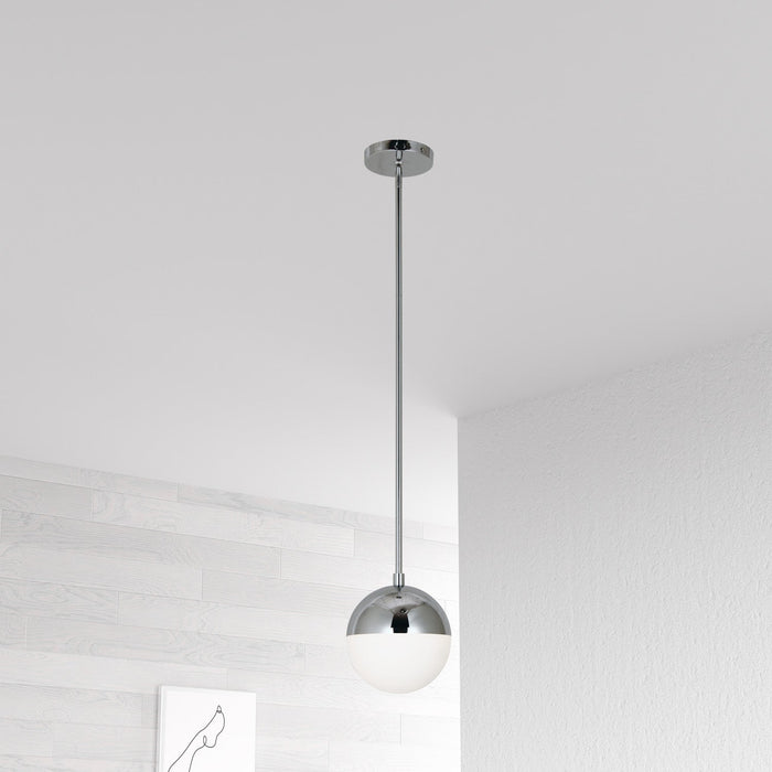 Dainolite Dayana 1 Light Pendant Polished Chrome Finish White Glass Lamp