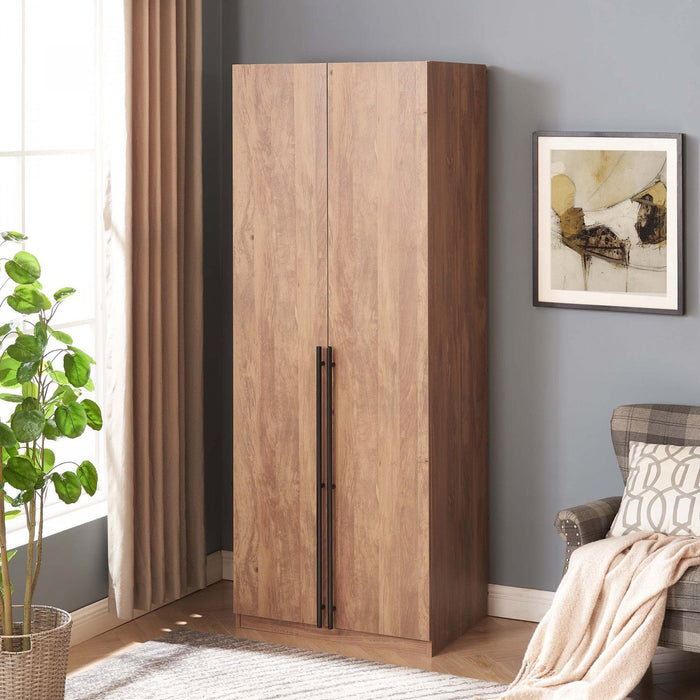 Lee Modern 32\" Wardrobe Closet in Golden Brown Armoire 