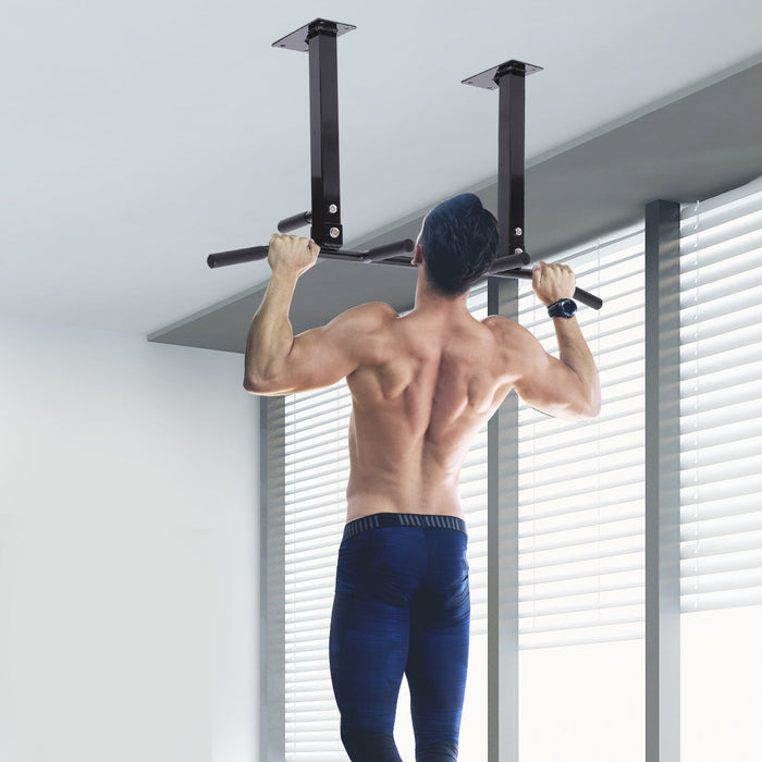 Soozier Ceiling Mounted Pull Up Bar Wall Mount Chin Up Bar Upper Body Strength Training Station Home