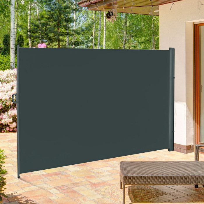 Outsunny 118\" X 79\" Retractable Side Awning Patio Outdoor Folding Privacy Screen With Resistance To 