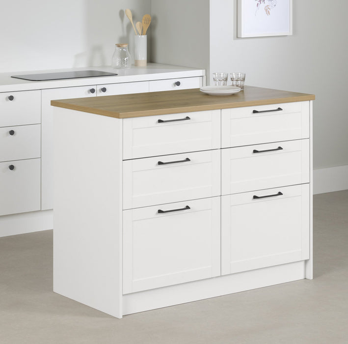 Toscano 6-drawer Kitchen Island - White And Maple Nutmeg 