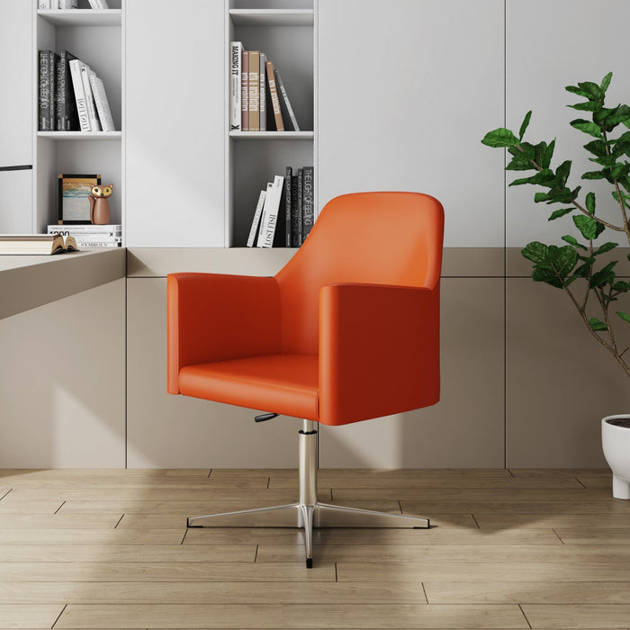 Pelo Modern Vegan Leather Swivel Lounge Chair in Orange - Set of 2 Accent Chair 