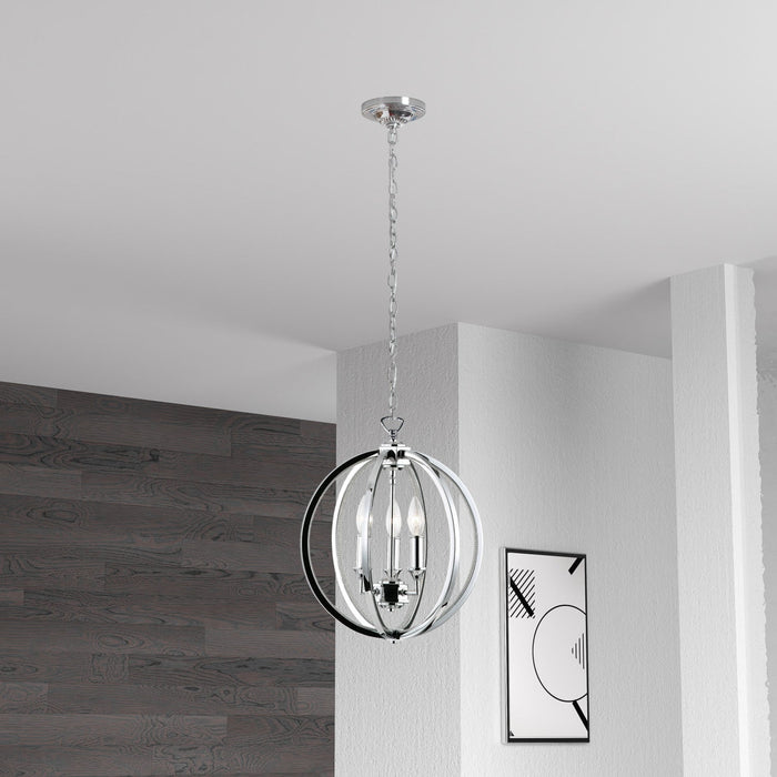 Dainolite Karland 3 Light Chandelier Crystal Studded Banding Polished Chrome Finish Lamp