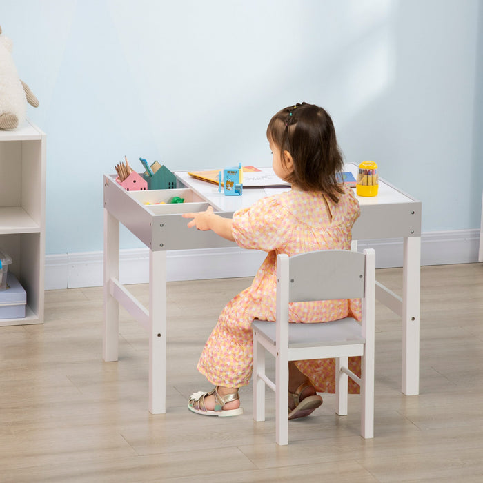Qaba Lego Table With Storage For Kids, Multi-usage Kids Table And Chair Set With Building Blocks Des