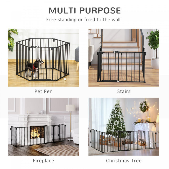 Pawhut Dog Playpen Diy Adjustable, Puppy Play Pen Dog Fences Indoor With Automatically Close Lock, P