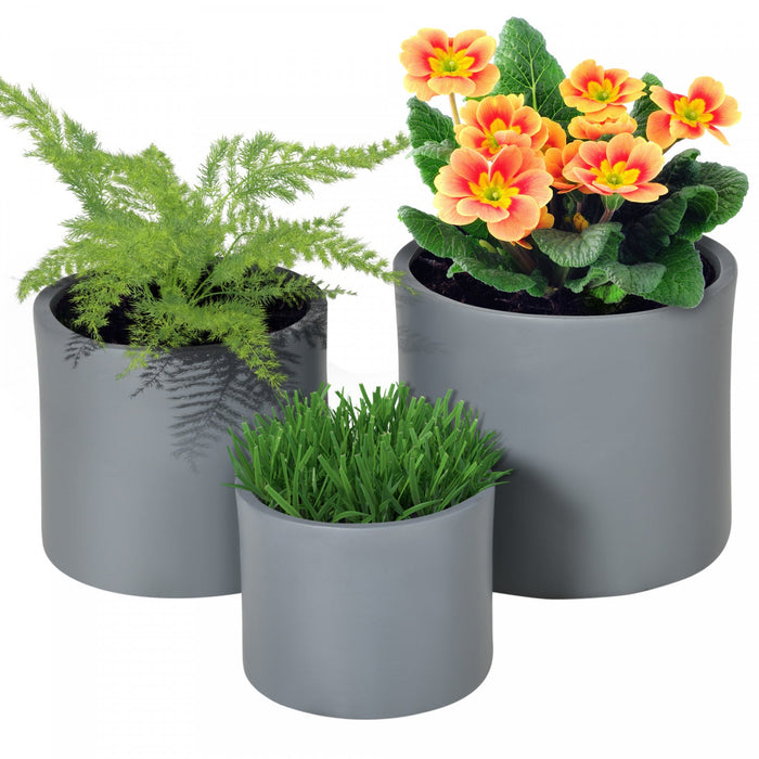 Outsunny Set of 3 Flower Pots, Flower Pots with Drainage Holes