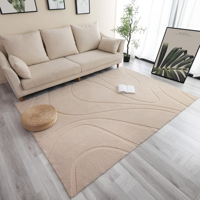 Pearl Hills Beige Washable Shag Area Rug 5'x7' Indoor Area Rug 