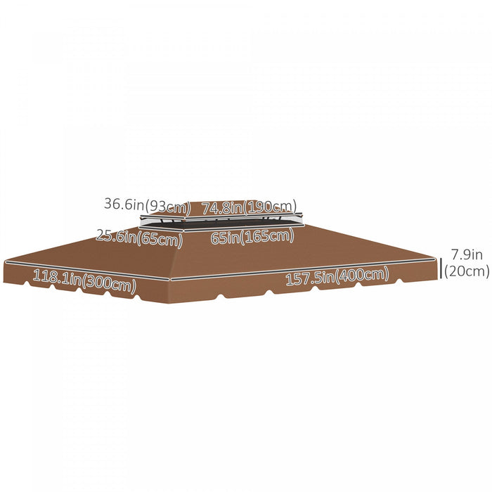 Outsunny 13.1' X 9.8' Gazebo Replacement Canopy, Gazebo Top Cover With Double Vented Roof For Garden