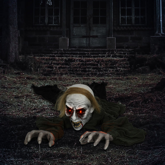 Homcom 66" Halloween Outdoor Decoration Crawling Zombie, Sound Activated