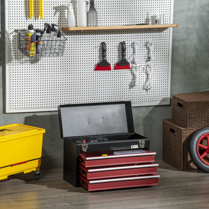Durhand Metal Tool Box Portable Tool Chest Organizer With Drawers