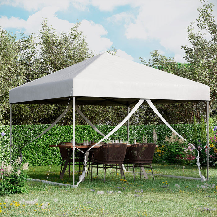 Outsunny 10' X 10' Pop-up Canopy Tent Outdoor Party Tent With Mesh Sidewalls, 3-level Adjustable Hei