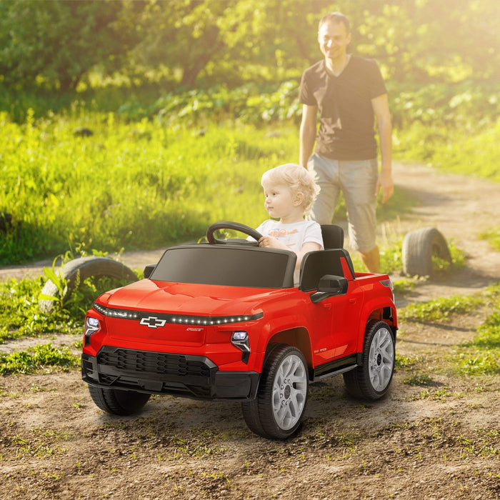 Qaba 12v Electric Car For Kids, Chevrolet Silverado Ev Rst Licensed Battery Powered Ride-On Kids Car